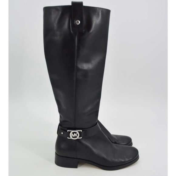 MICHAEL KORS BLACK SILVER TALL RIDING BOOTS - Picture 1 of 10